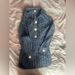 ÉLei Contemporary Embroidered Eyelet Mini Dress Button Front Long Sleeve Blue 34